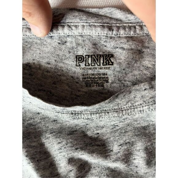 Pink Victorias Secret Heather Gray Cotton Campus Long Sleeve Tee Size SP - Picture 4 of 6